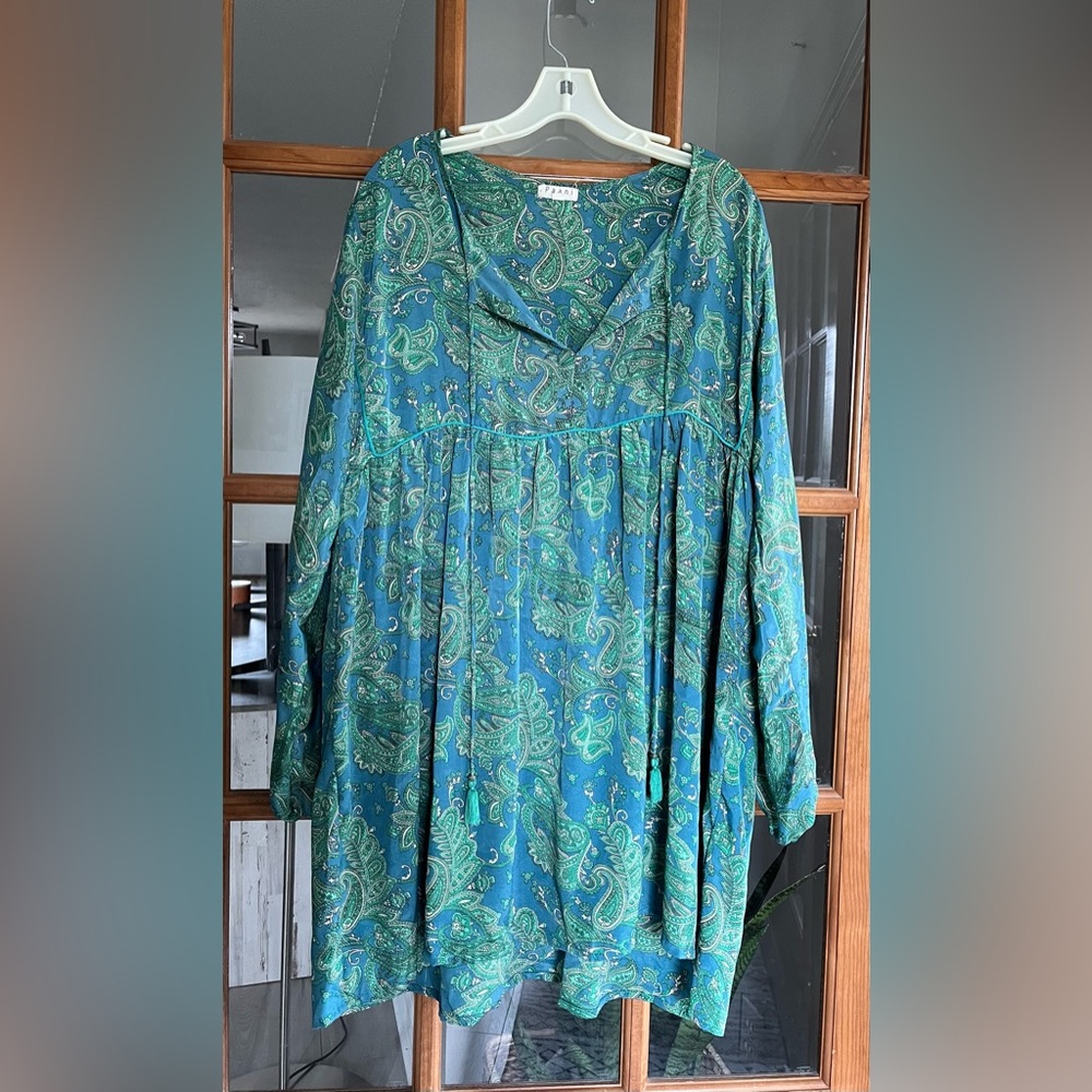 Blue & green paisley dress